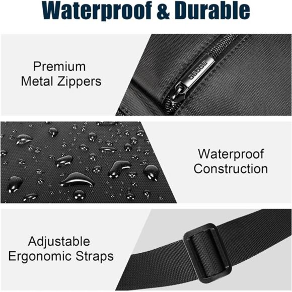 Water Resistant Messenger Bag for Men Crossbody Shoulder Bag Business Office Tra - Picture 4 of 7
